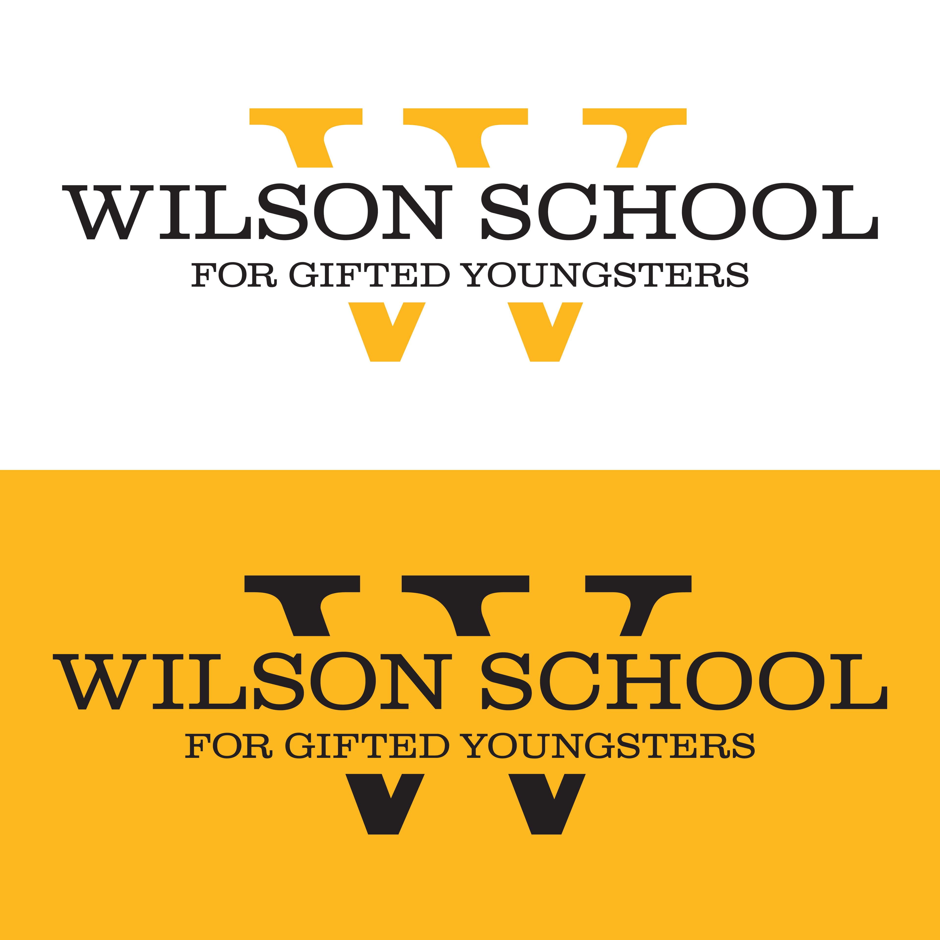Primary and secondary Wilson School logo lockups arranged on a brand sheet